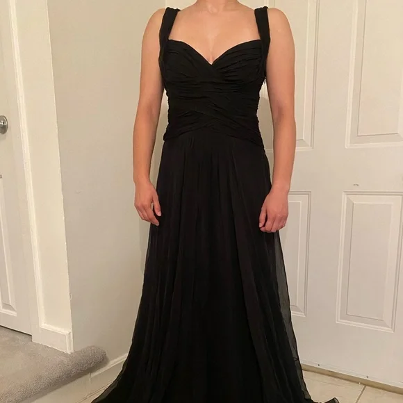 Pamella Roland Dresses | Pamella Roland Black Silk Sweetheart Neck Gown | Color: Black | Size: 8 | Saisale's Closet